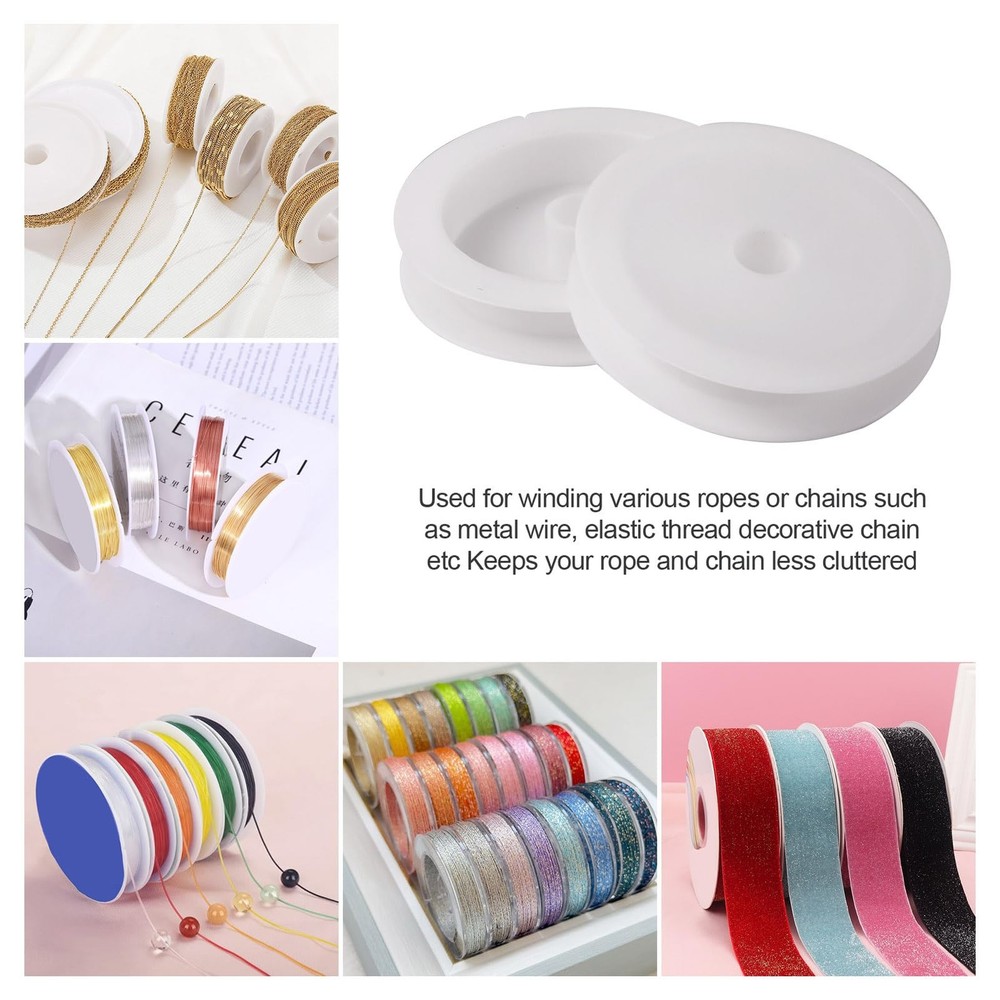 Craftdady 50Pcs Empty Plastic Wire Spools 2.64" in Diameter Thread Bobbins fo...