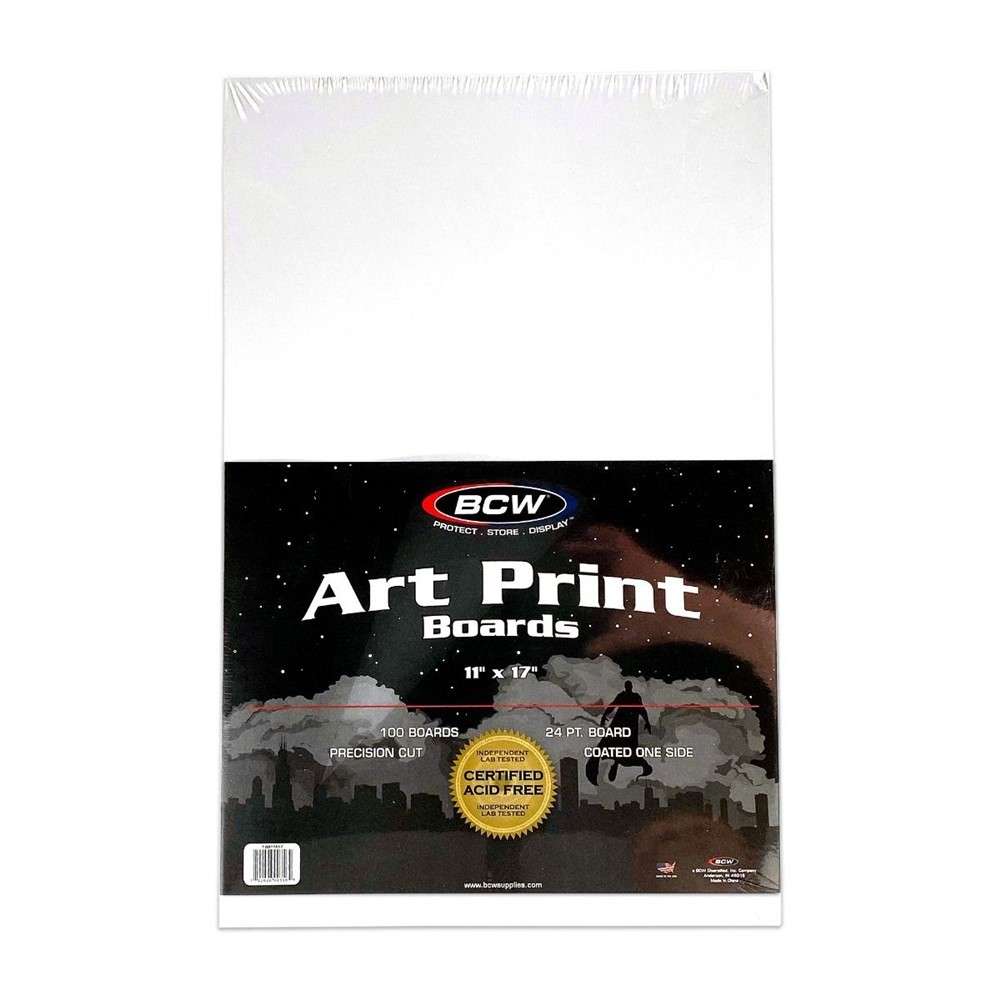 Pack of 100 BCW 11 x 17 Acid Free Art Print Backing Boards 11x17 white backer