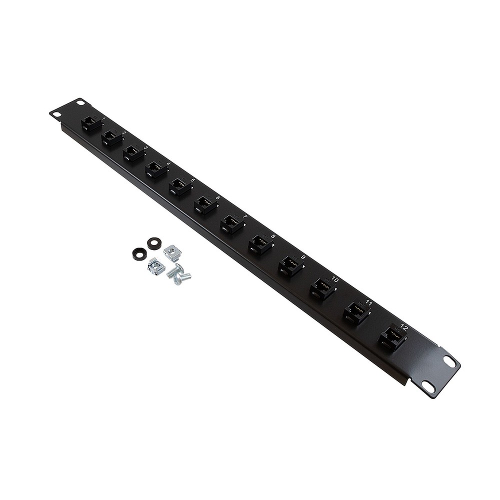 NavePoint 1U (1.75") 19 Inch Panel with 12 Cat6a Couplers