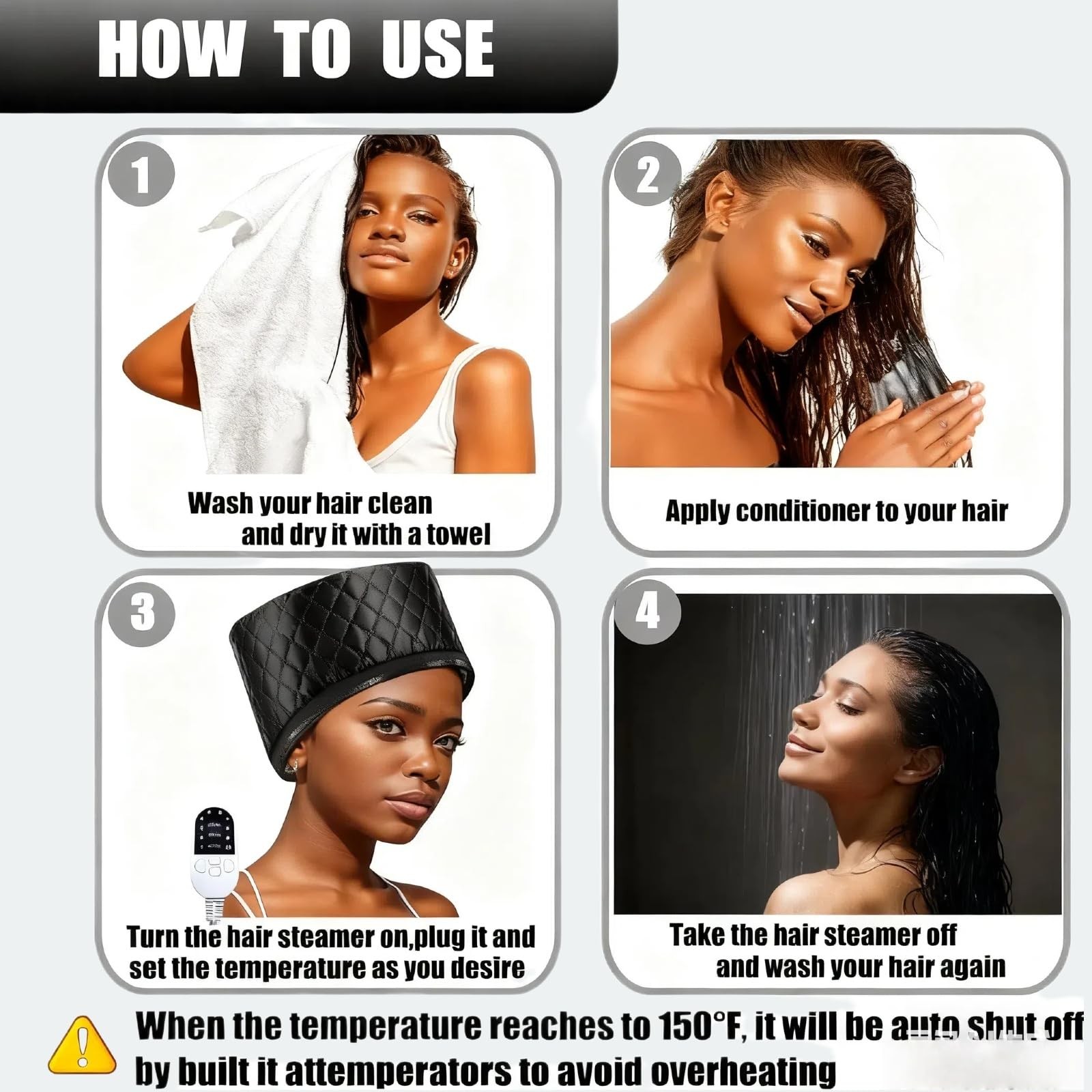 Hair Steamer for Natural Hair (Home Use) - 10-Speed Temperature Control, Fast...