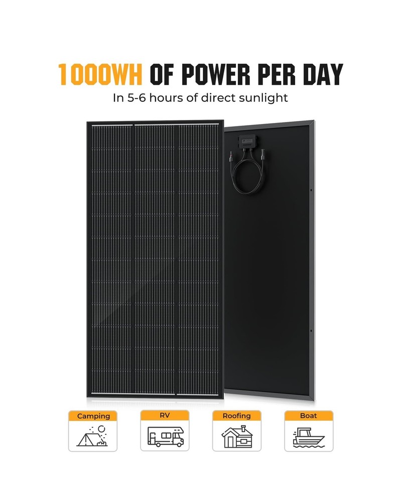 200 Watt Solar Panel 18BB, 25% High Efficiency, N-Type 12V 200W Solar Panel, ...