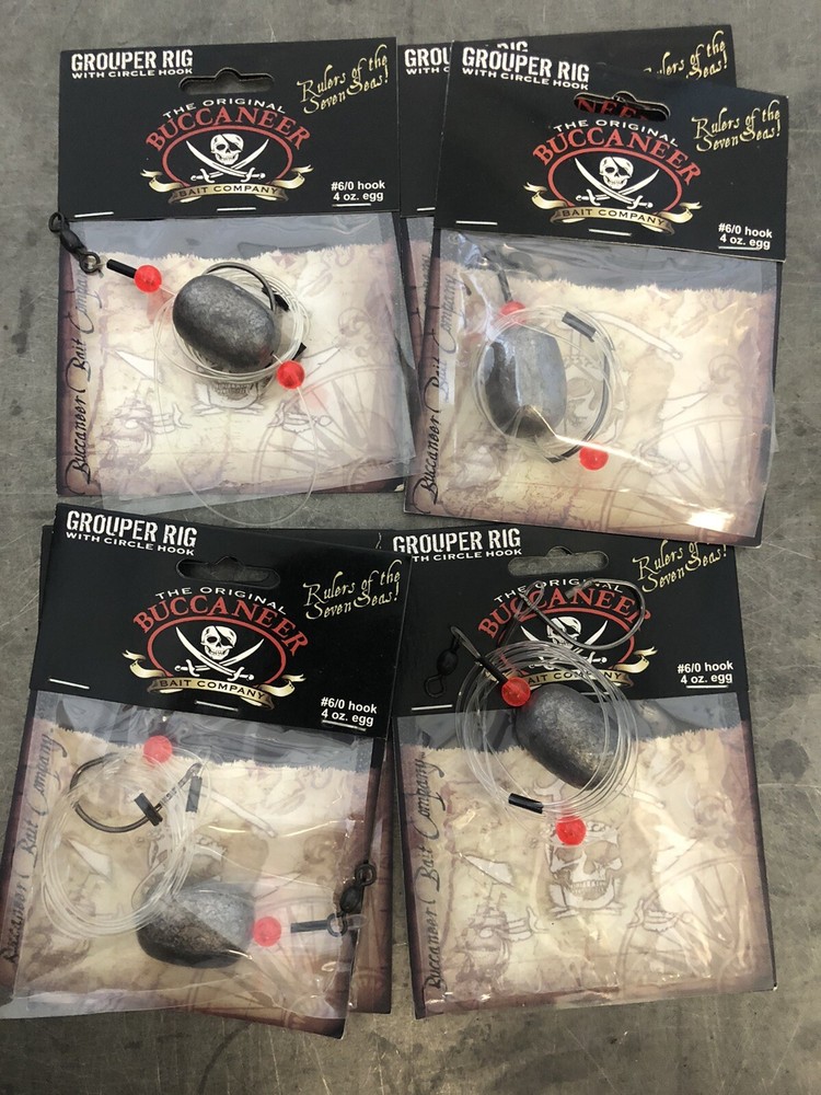 (4) 4oz Grouper Rigs 6/0 Circle Hook Egg Sinker Snapper Rig