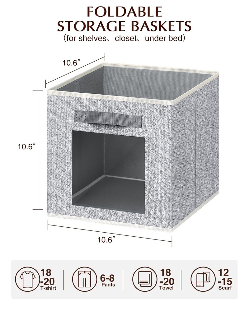 Foldable Storage Cubes - Cubby Storage Organizer with Window, Decorative Fabr...