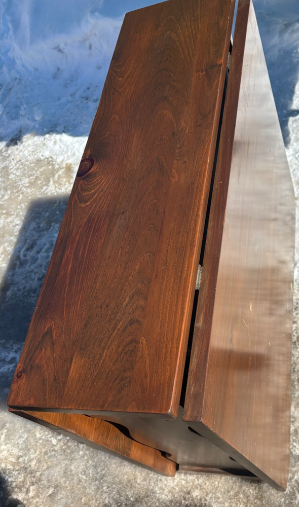Vintage Mohawk Furniture Walnut Folding Console Table - Drop Leaf, Wavy Sides
