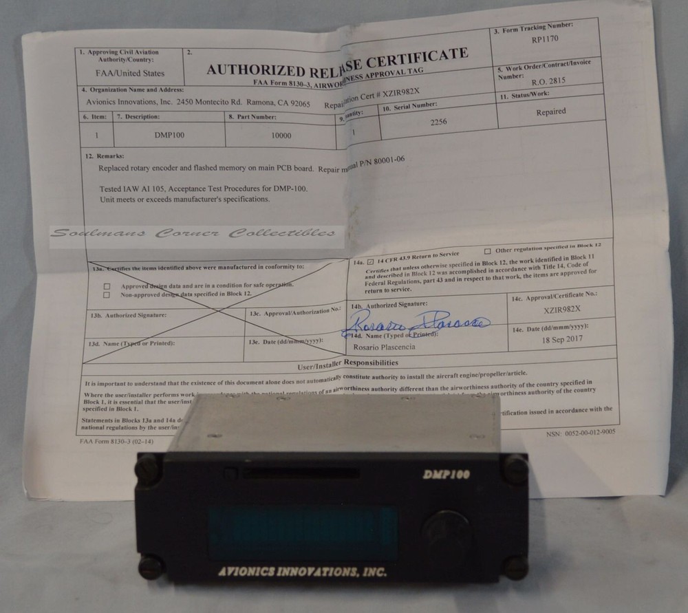 Great Used Avionics DMP-100 MP3 Player with Certifications