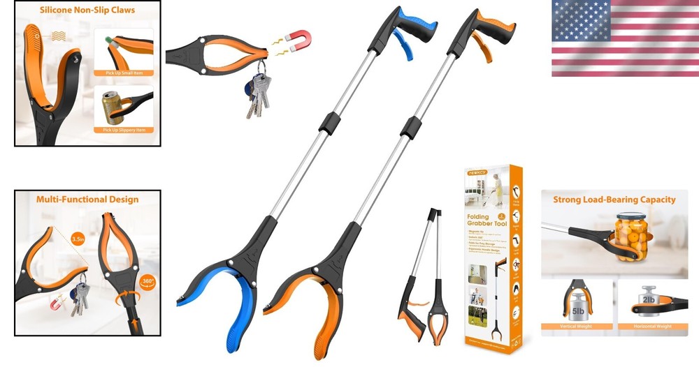 32-Inch Trash Picker Upper with 360° Rotating Head for Effortless Retrieval