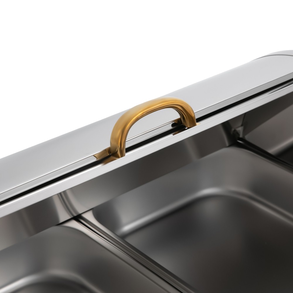 9L Rectangular Stainless Steel Double-compartment Chafing Dish Buffet Warmer NEW