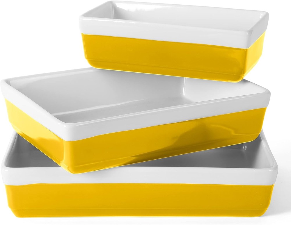 3-Piece Oven to Table Stoneware Bakeware Set – Baking Dish & Casserole Set –