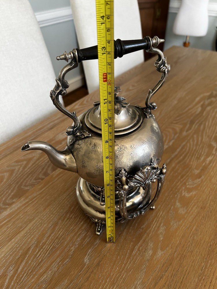 JD & Co Tea Pot Spirit Kettle Burner Wick Silver Plate