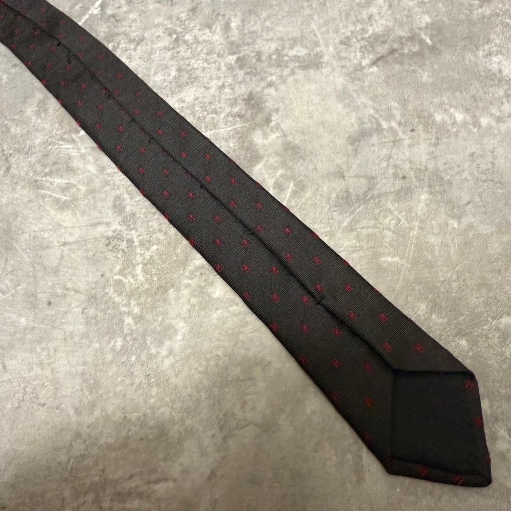 HERMES Tie Black Fasone H Pattern