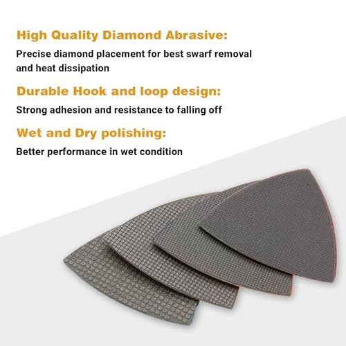 Triangular Diamond Polishing Pads for Corner Edge, Mixed Grit 60-400