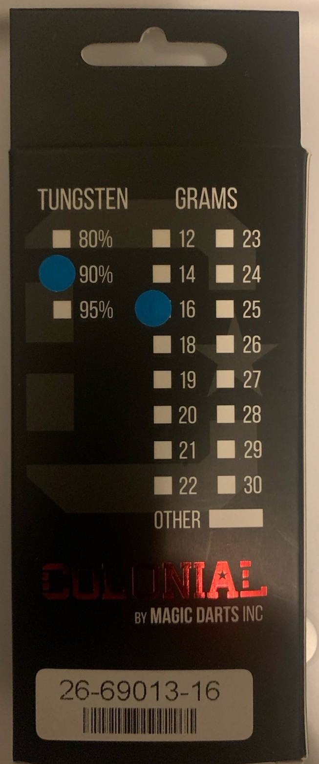 New - Colonial - Soft Tip Darts - 90% Tungsten - 16gram
