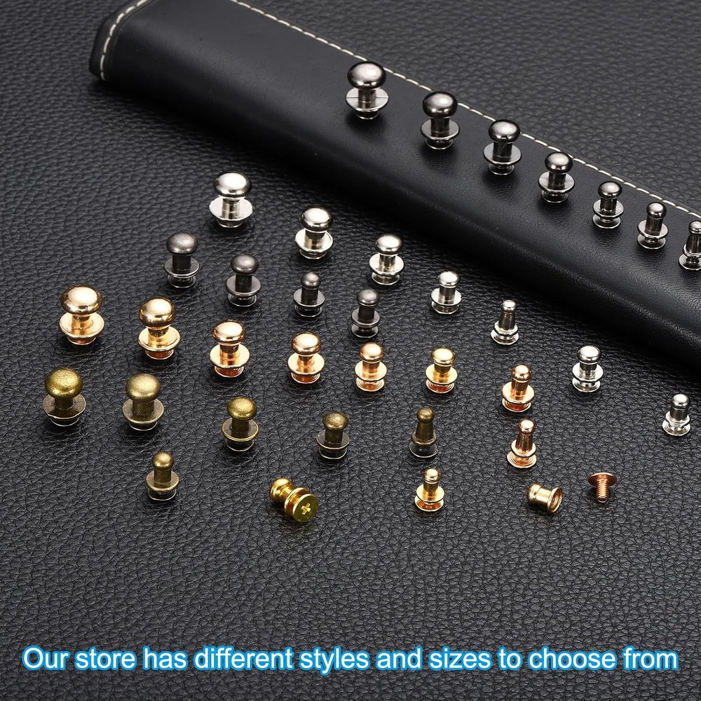 6mm Leather Rivets, 100 Sets Round Button Head Studs Metal Screw Studs Posts ...