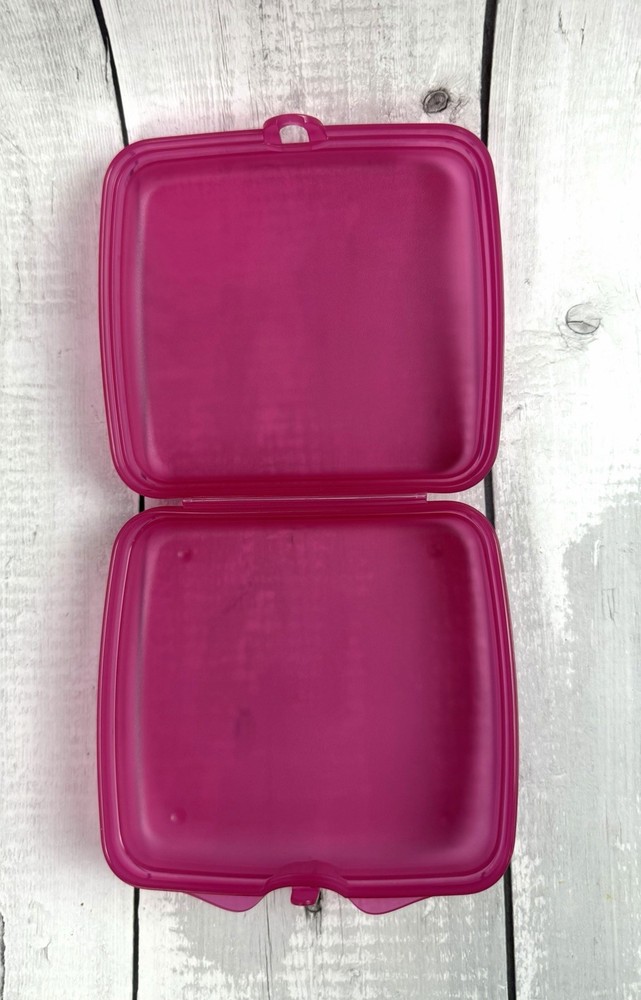 Tupperware Sandwich Cheese lunchmeat Keeper Container Pink Square Locking 0132
