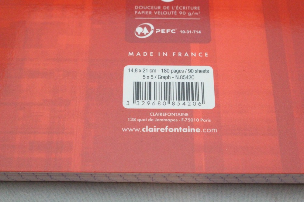 Clairefontaine Classic Wirebound Notebook 6" X 8.25" Graph Red