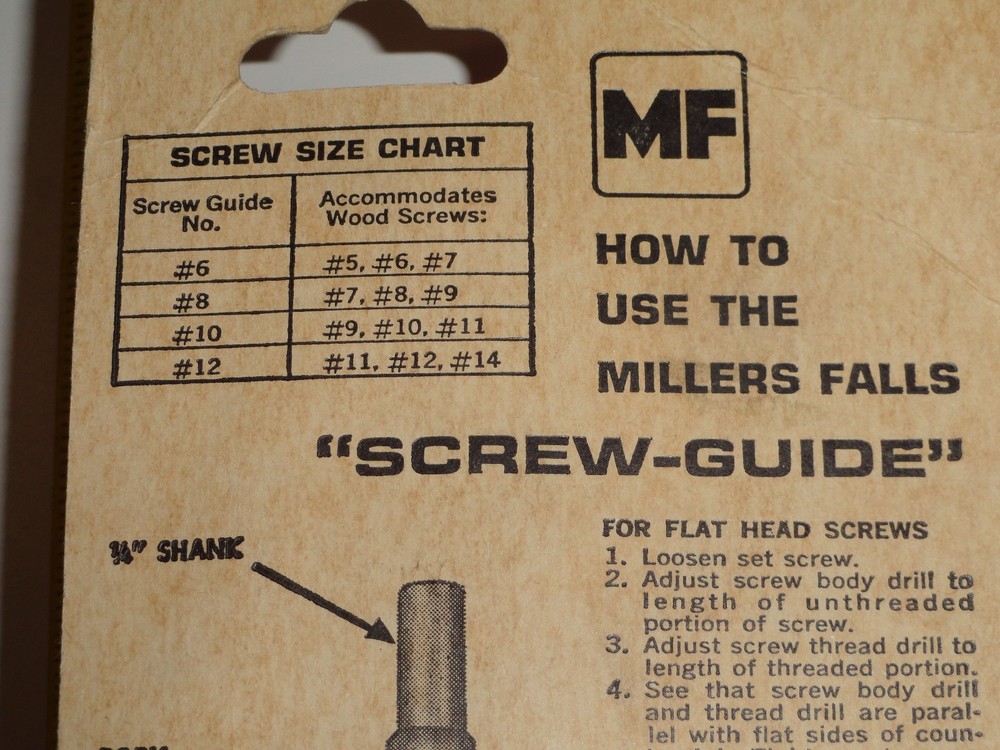 Millers Falls Screwmate Adjustable Boatbuilder NOS Countersink Drill Bit 5 6 & 7