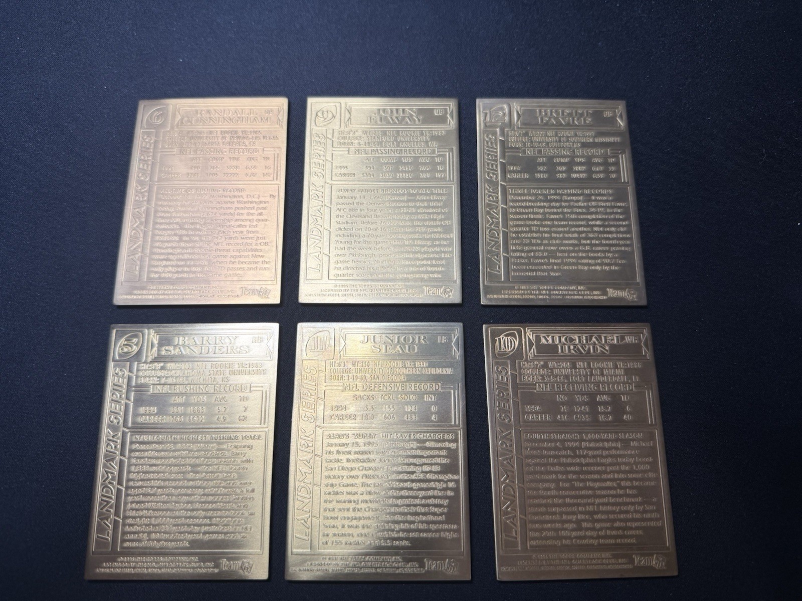 1995 NFL 🏈 Topps Landmark Series BRONZE 🔥 Lot (6) BARRY-ELWAY-IRVIN & More!🌟