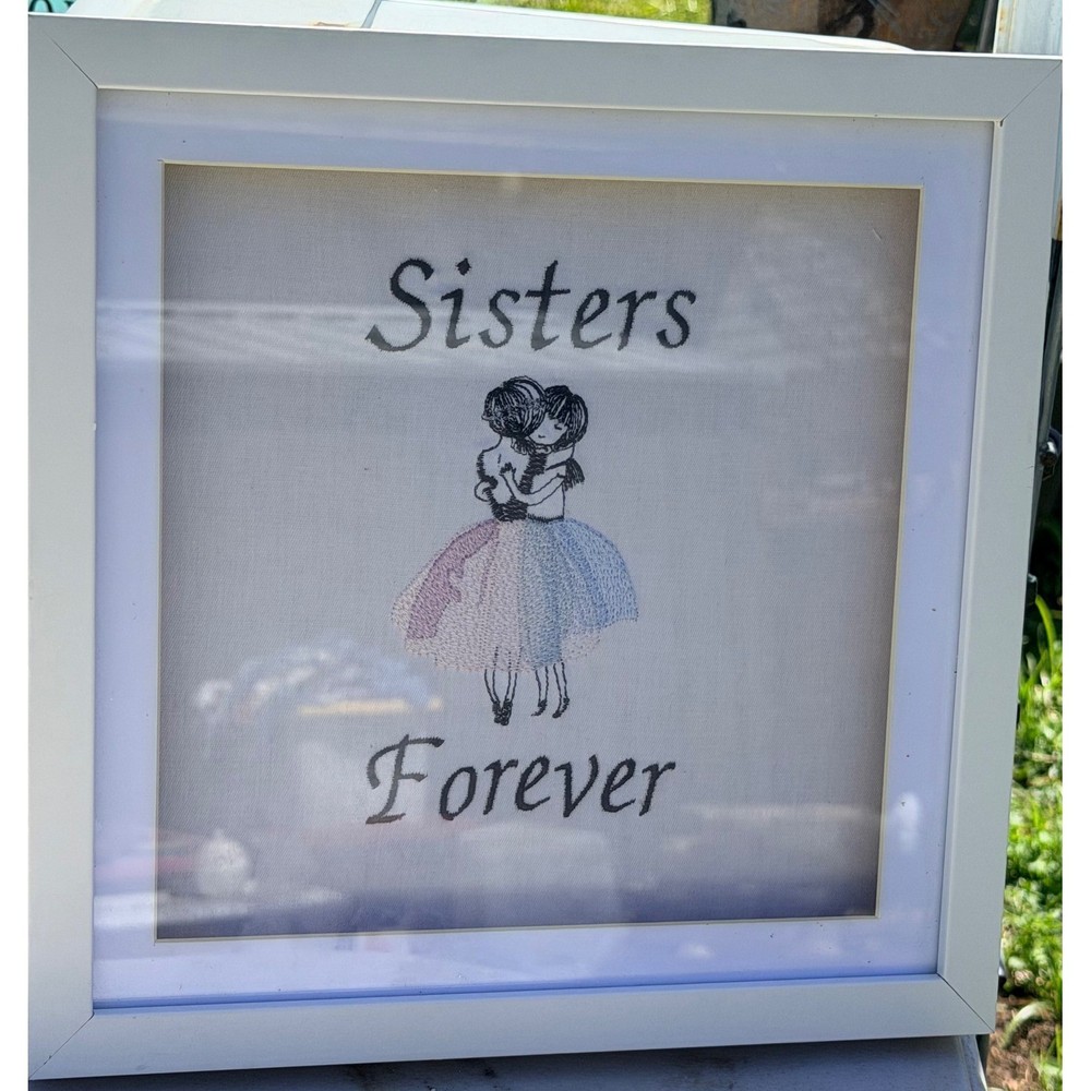 Embroidered Sisters Forever Picture Frame