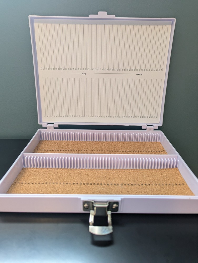 100-Place Slide Storage Boxes with Cork Lining, Microscope Slide Holder for Lab