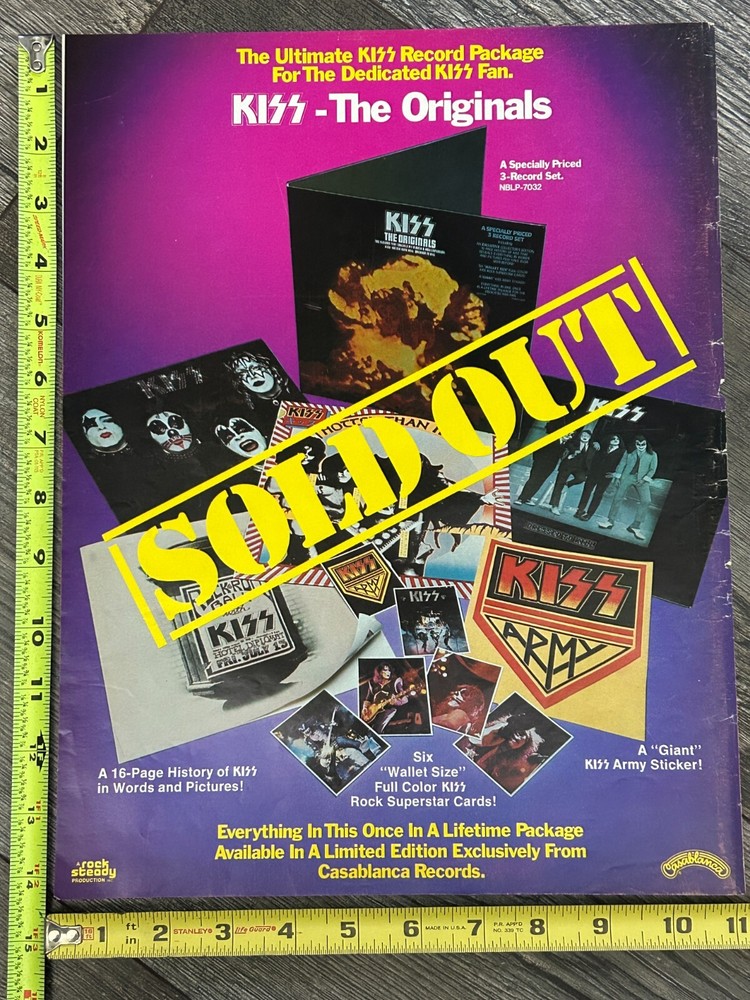 KISS Ad Advert The Originals Vinyl SOLD OUT 1976 11x14 Vintage Kiss Aucoin