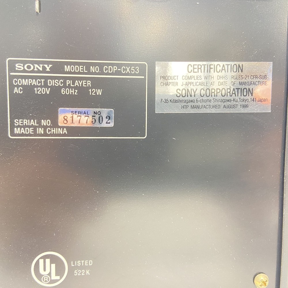 Sony CDP CX53 Mega Storage CD Player
