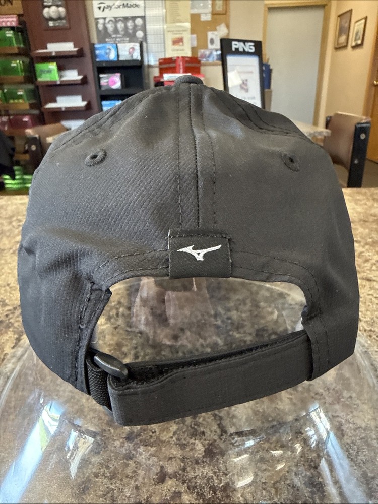 NEW MIZUNO PRO ‘SCRIPT’ UNSTRUCTURED GOLF HAT OSFA ADJUSTABLE. BLACK. NWT