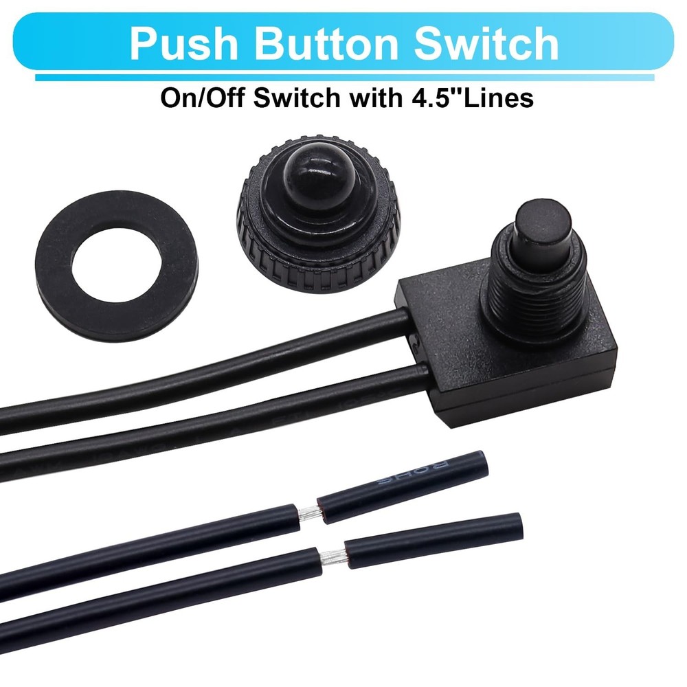 Reliable 12V Push Button Switch Set - 2PCS Waterproof for Automotive Projects