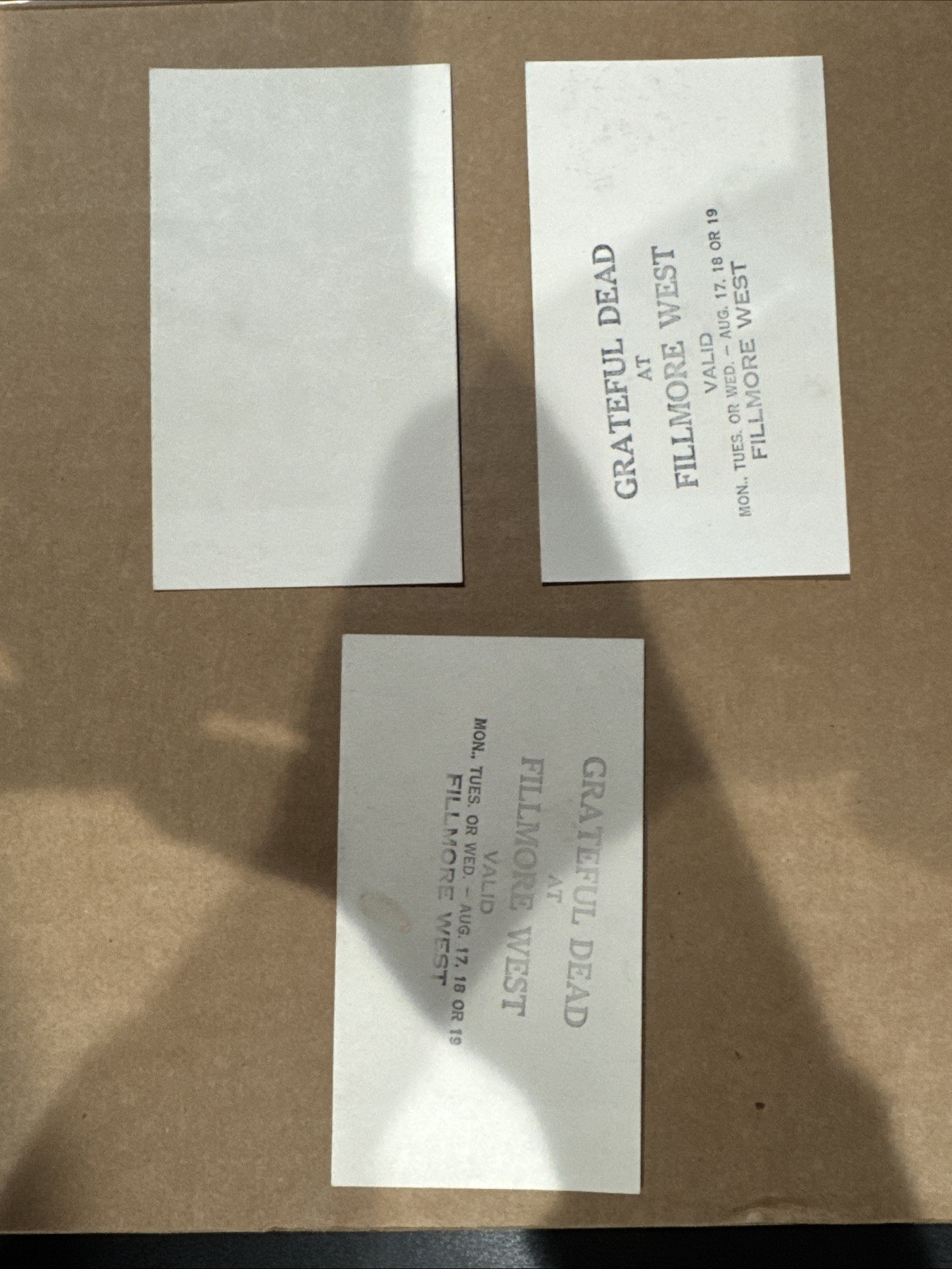 Grateful Dead BG-227 Tickets x 3 Miles Davis Quintet Jerry Garcia Fillmore West