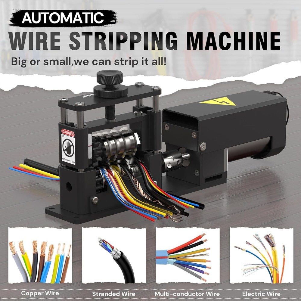 YehgoMade Automatic Wire Stripper Machine with Upgraded Motor, Electric Black