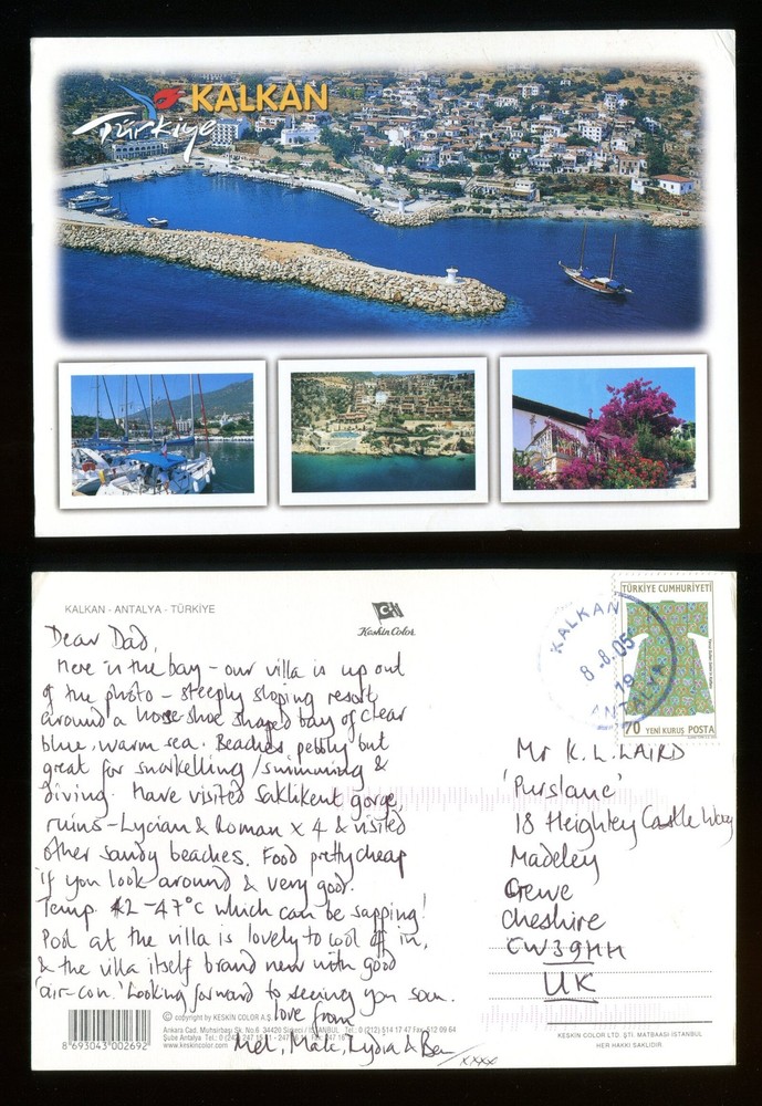 2005 Turkey Kalkan multiview large postcard