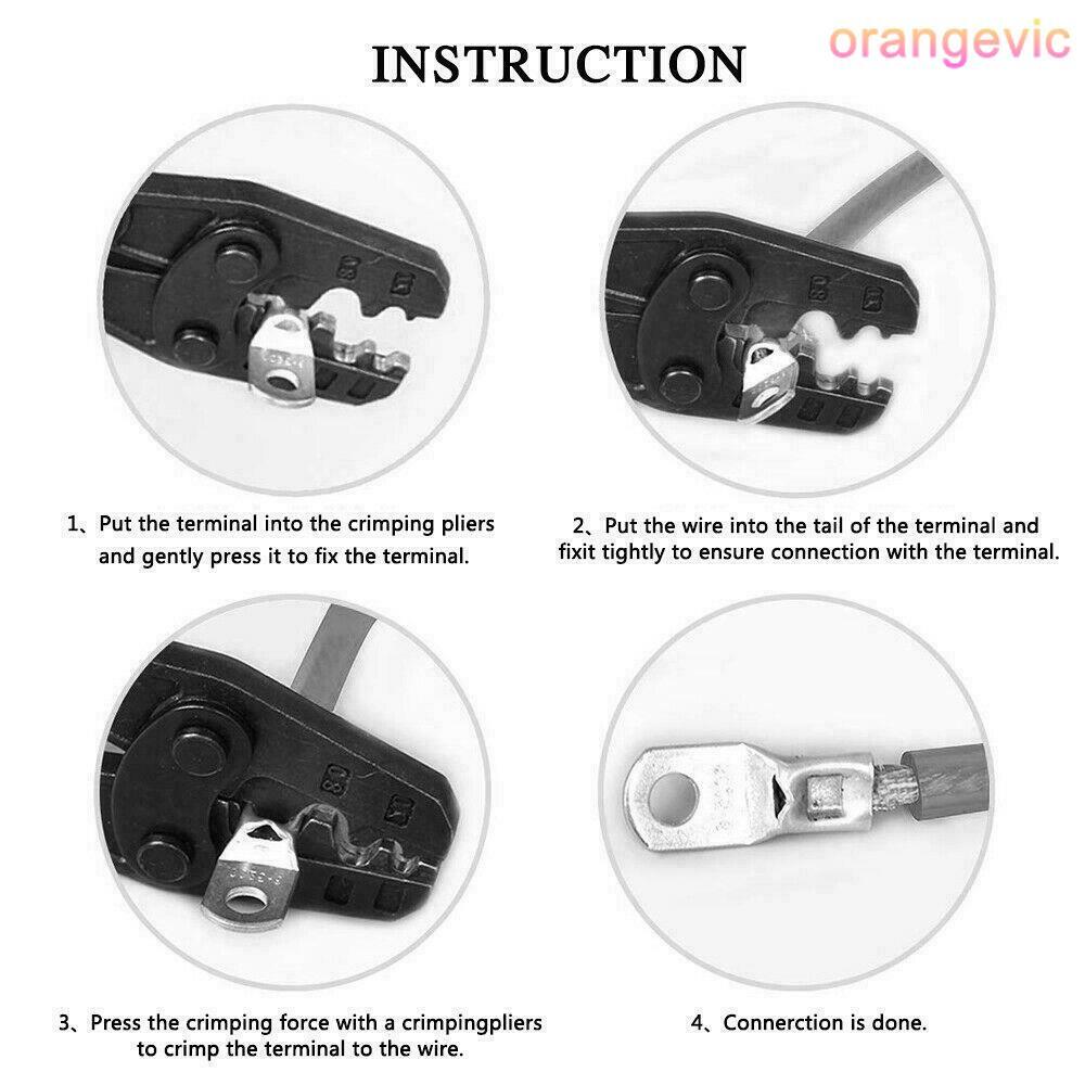 260PC Heavy Duty Wire Lugs Battery Cable Tinned Copper Eyelets SC Ring Terminals