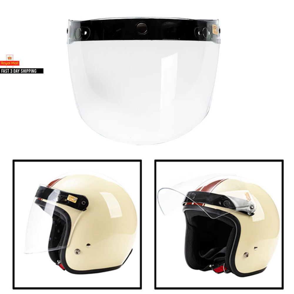 Retro Open Face Wind Shield Retro 3 Snaps Helmet Visor Wind Shield Lens Universa