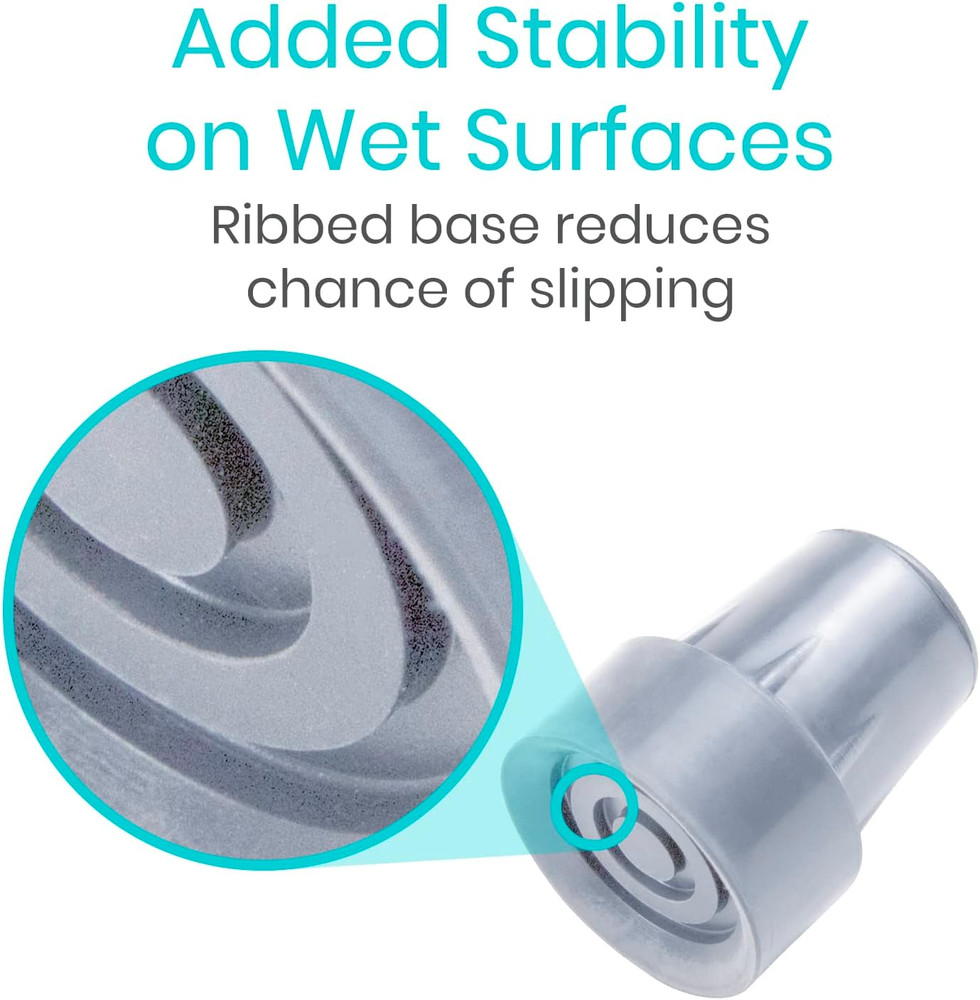 Walking Cane Tips 2 Pack (3/4 Inch) - Non-Slip Universal Rubber Replacement Tips