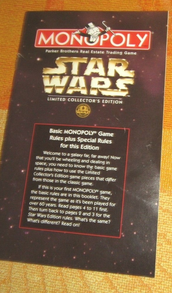 Monopoly Star Wars Limited Edition Instructions Booklet