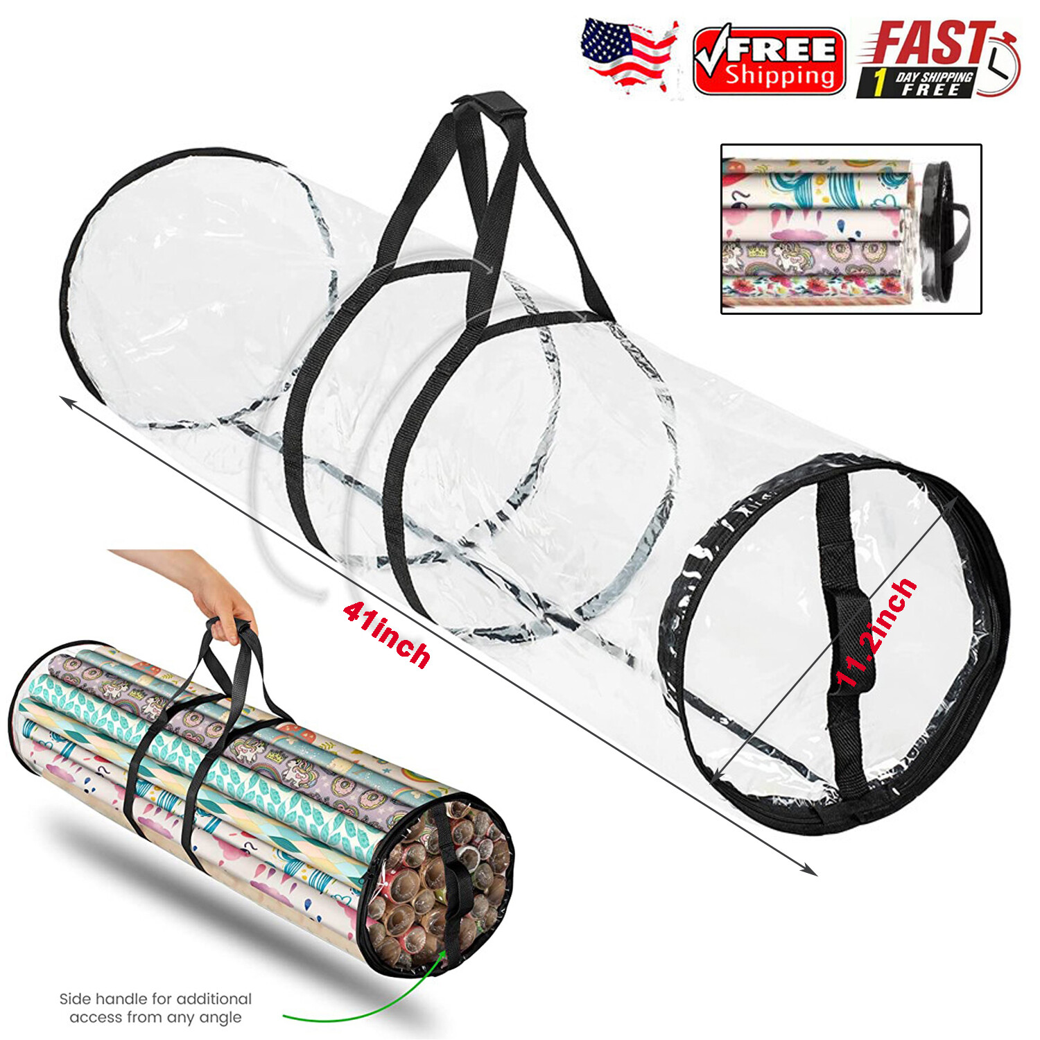 Christmas Wrapping Paper Storage Bag Container Fits 20 Gift Wrap Rolls 41" Long