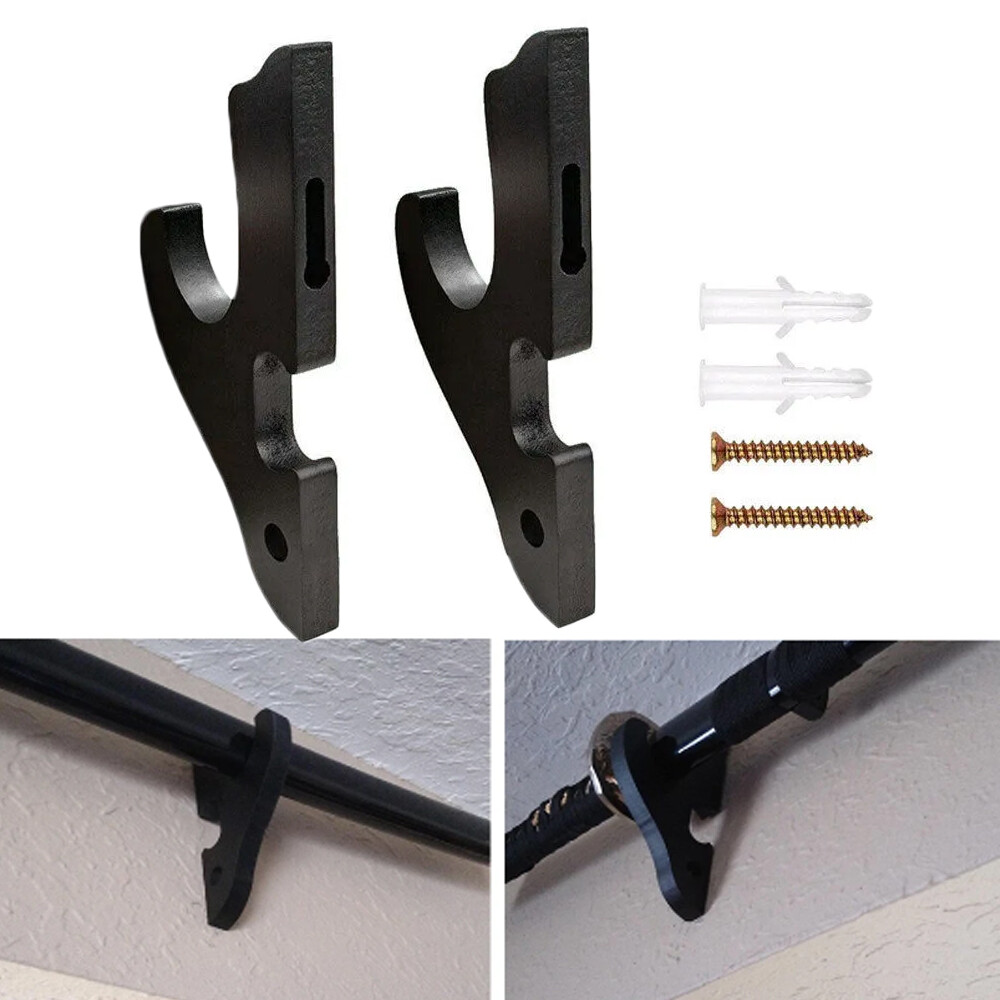 Wall Mount Wooden Sword Stand Holder Sword Hanger Hooks Display Rack Adjustable