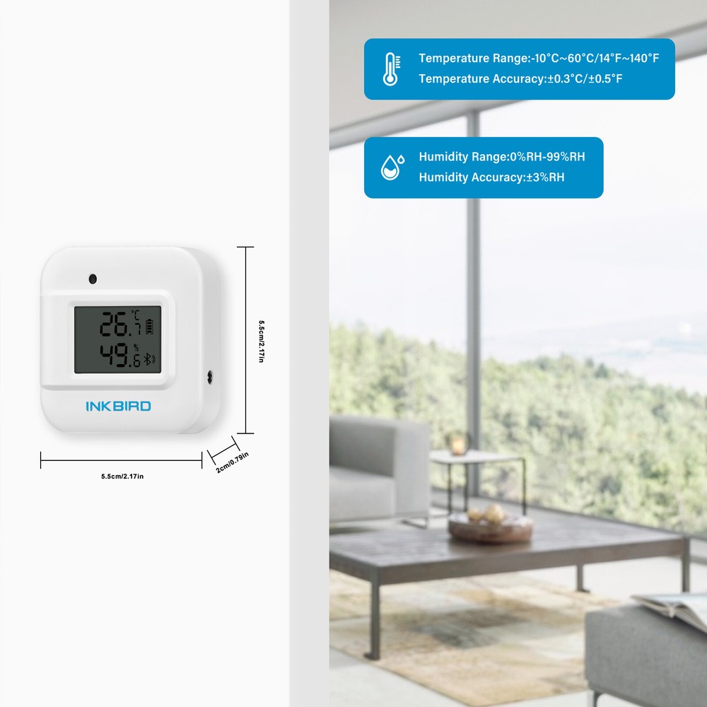 Bluetooth Humidity Temperature Data Logger Record External Humid Sensor Probe CF