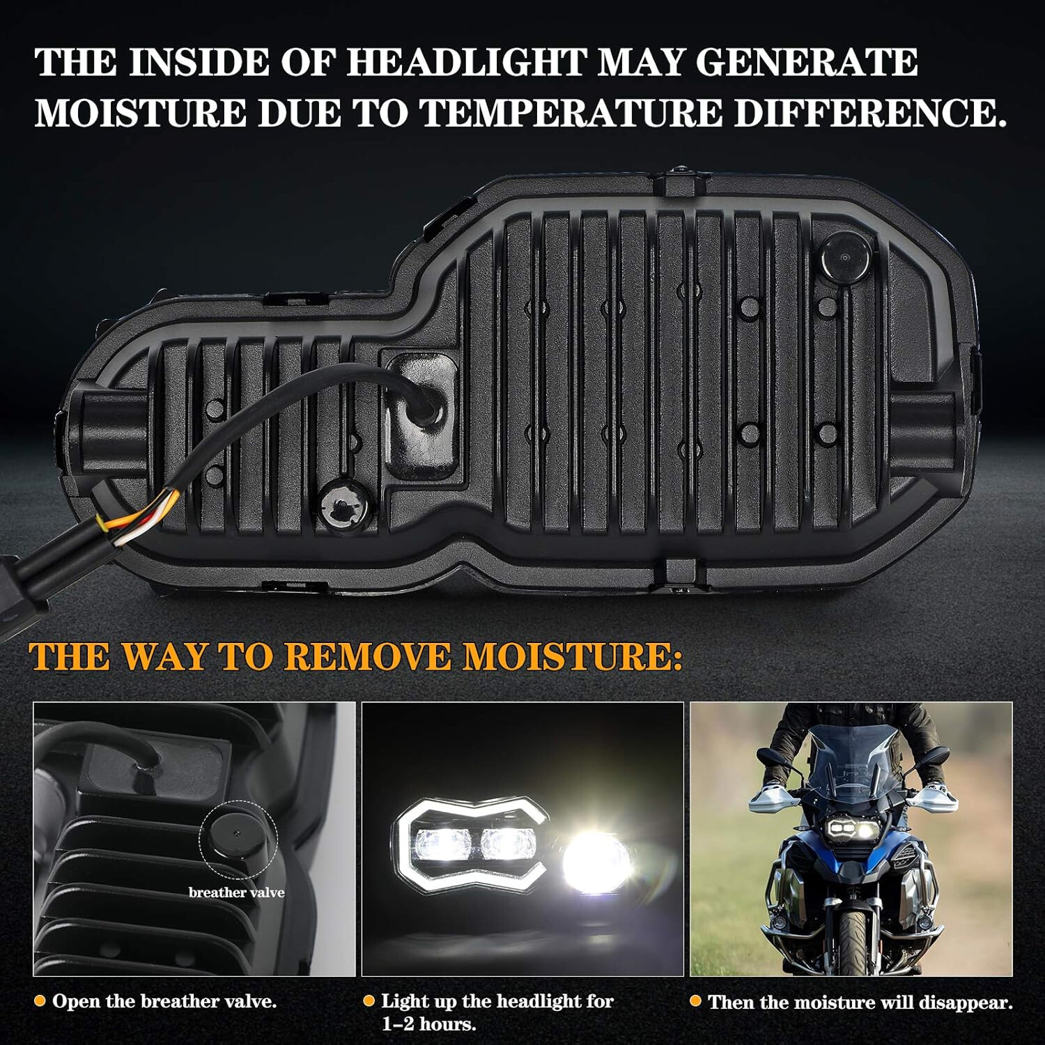 DOT Black LED Headlight Assembly Hi/Lo DRL Lamp EMC For BMW F800GS F700GS F650GS