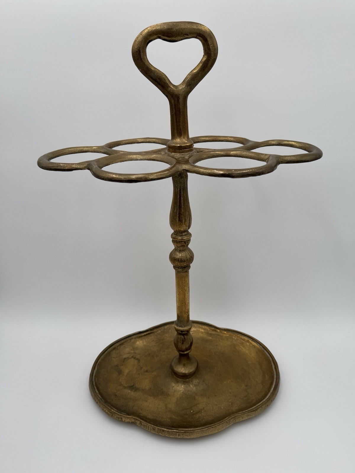 Mid Century Modern Umbrella & Cane Holder Cast Gold Tone Brass Slotted