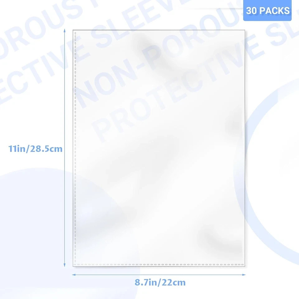 8.5 x 11'' ISO 30 Pack Protectors Clear Plastic Sheet Paper Page Pr...