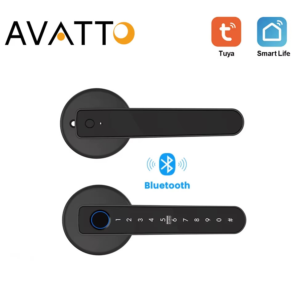 Bluetooth Smart Handle Lock,Tuya Fingerprint Door Lock Home Security Lock.