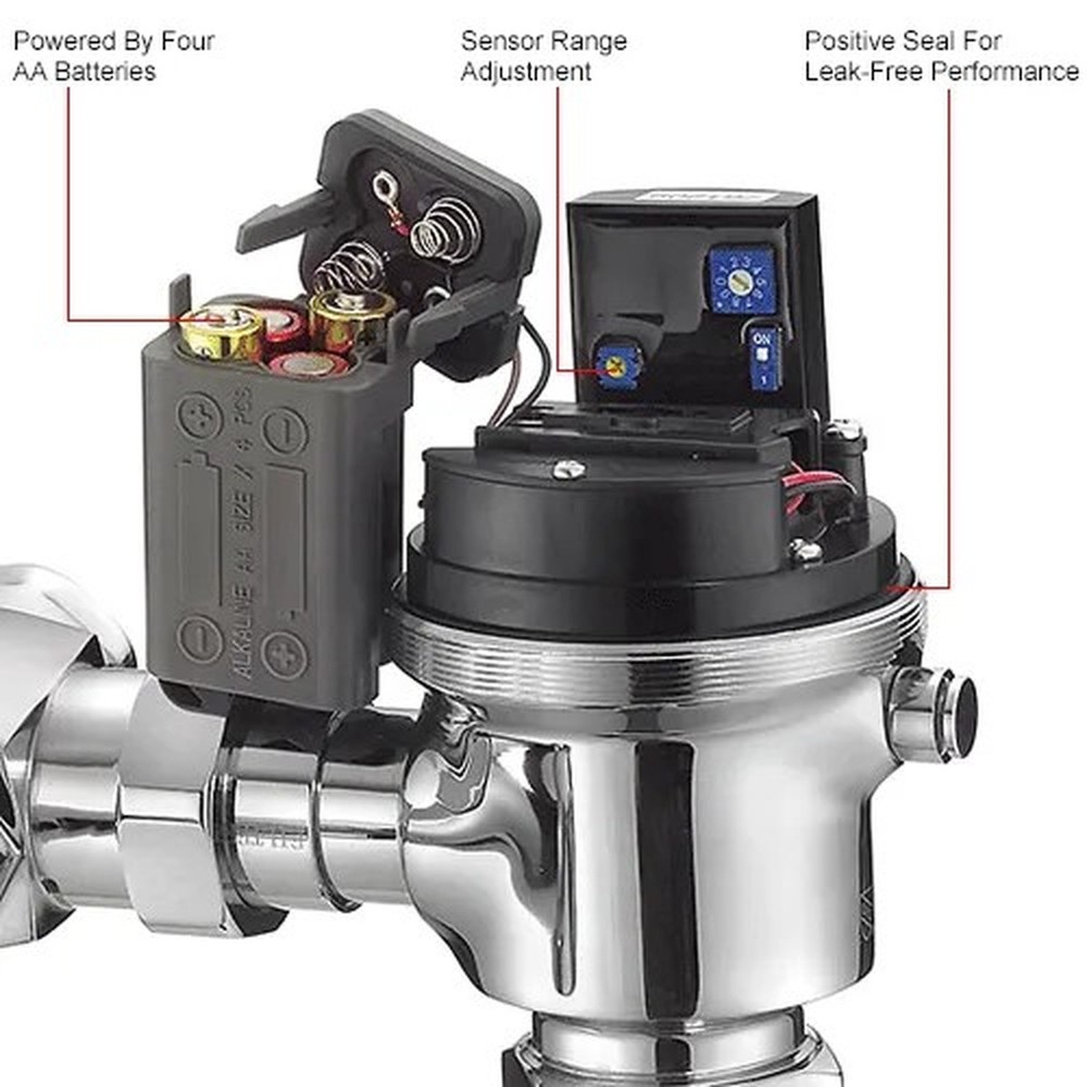 Toilet Sensor Flushometer Flush Valve, Battery Operated, Adjustable GPF