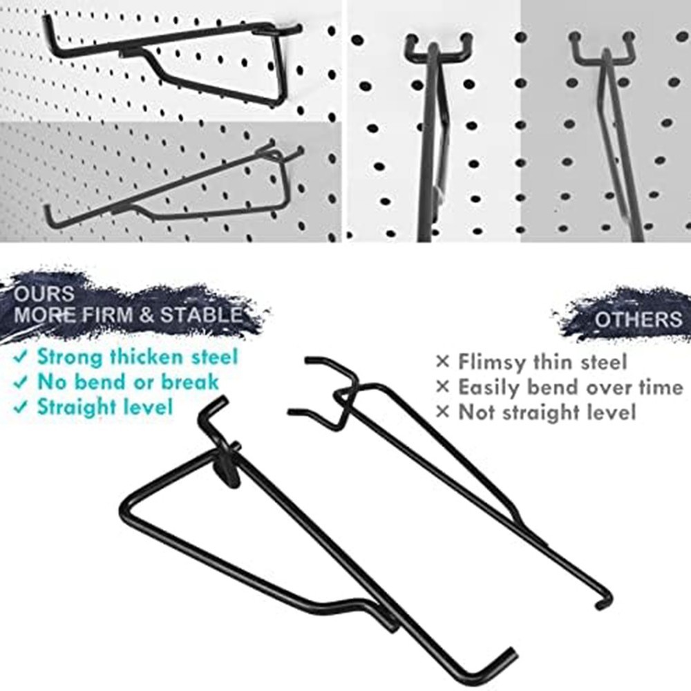 Peg Board Shelf Hooks, 8PACK 6In Metal Utility Hook Set, Peg Board1612