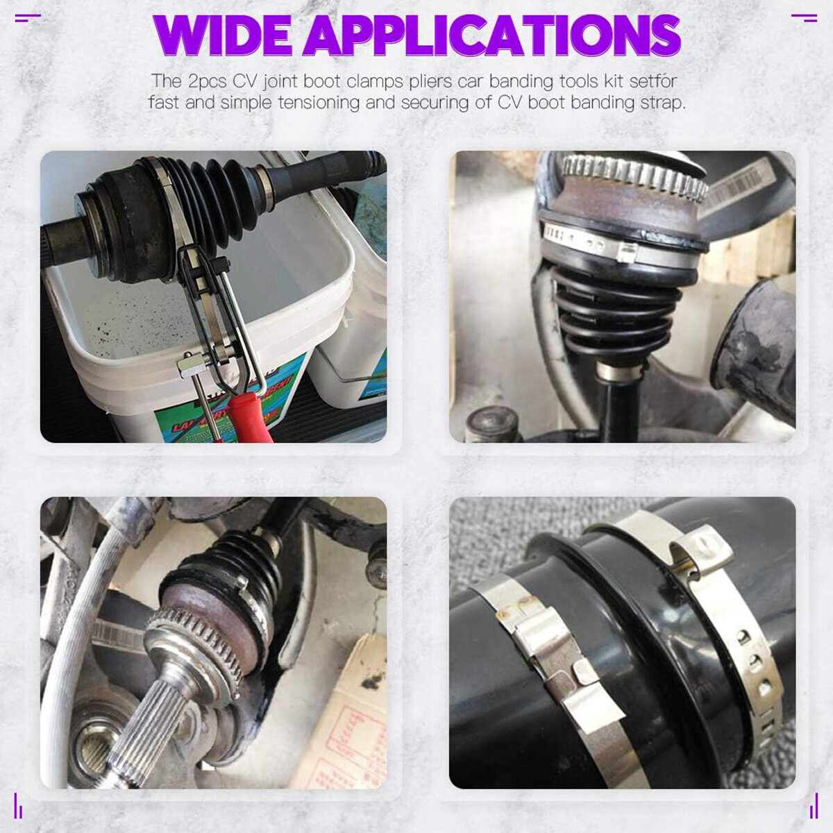 14Pcs CV Joint Boot Clamp Pliers with CV Boot Clamps Kit Ear Type Banding Tool