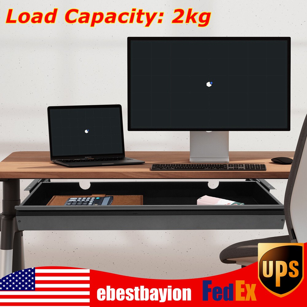 33” Black Space Saver Sliding Under Desk Storage Drawer Pull-out Drawer