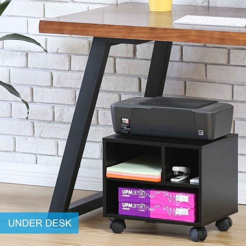 Mobile Under Desk Printer Stand W/ Wheels Storage Space MDF Organization Cart US