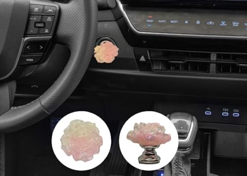 Push to Start Button Cover，Engine Start/Stop Resin Flower Starter Light Pink