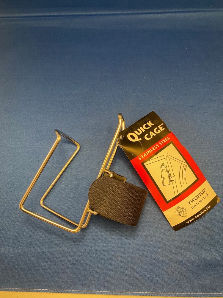 twoFish universal Bottle cage, hook and loop strap, stainless steel Cage