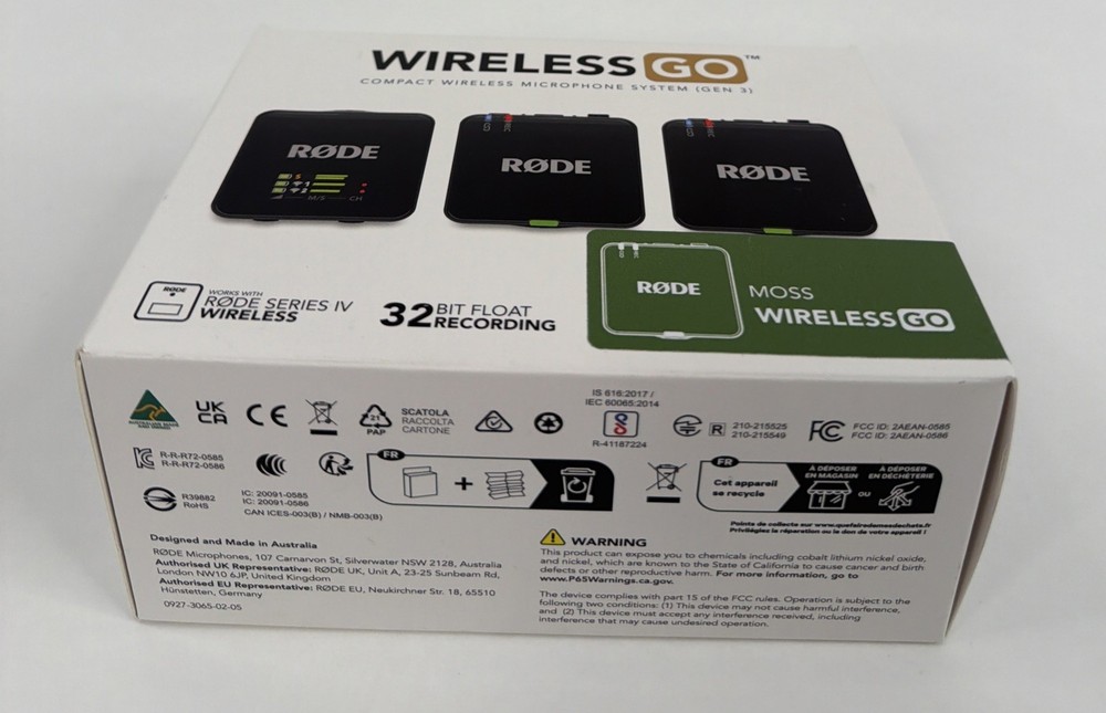 RØDE Wireless GO 3 Moss Microphone System, 32 Bit Float, USB-C, Gain Assist