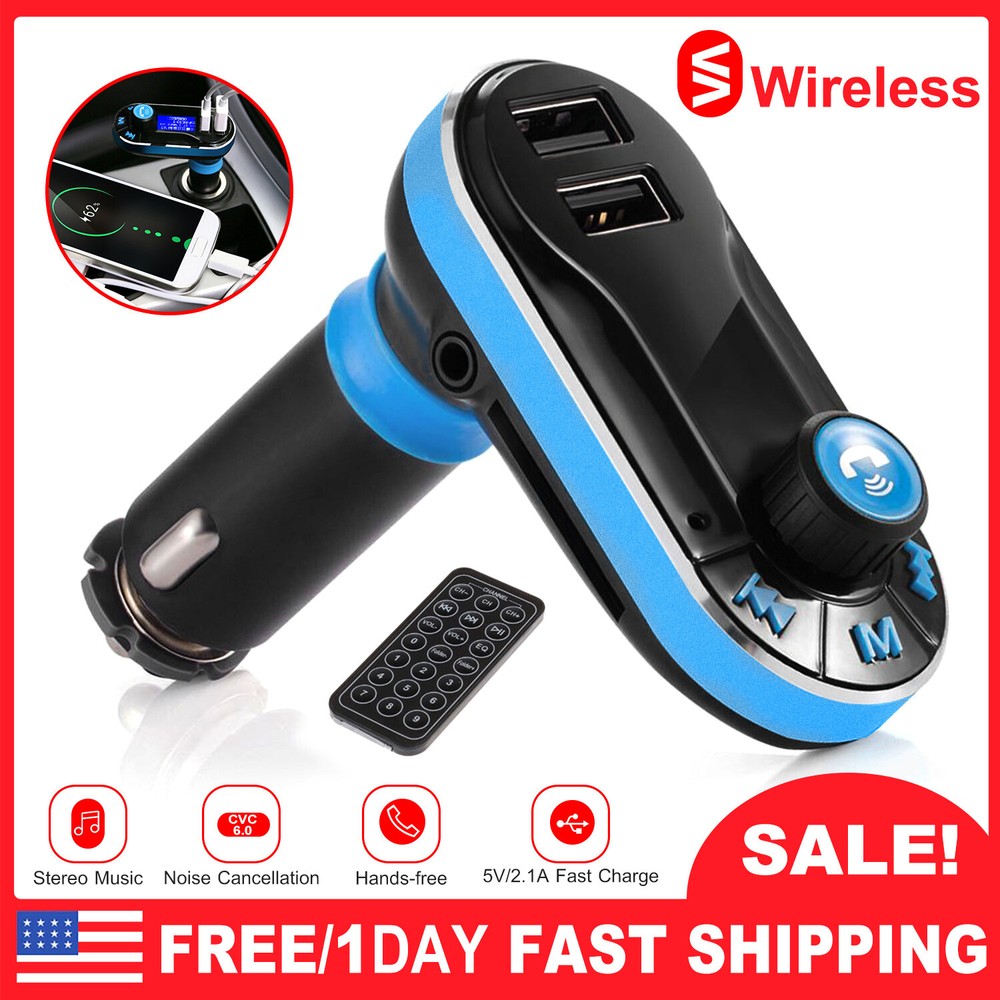 Car FM Transmitter Hands free MP3 Player Radio Adapter Aux-in LED USB Charger